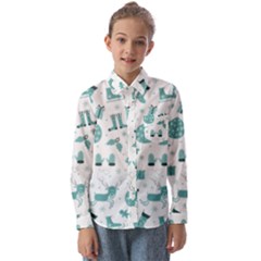 Christmas Seamless Pattern Design Kids  Long Sleeve Shirt by Sarkoni