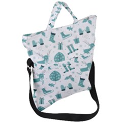 Christmas Seamless Pattern Design Fold Over Handle Tote Bag by Sarkoni