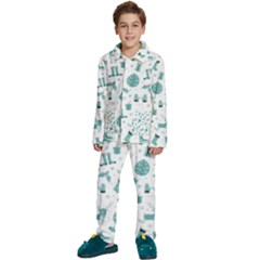 Christmas Seamless Pattern Design Kids  Long Sleeve Velvet Pajamas Set