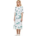 Christmas Seamless Pattern Design Bow Sleeve Chiffon Midi Dress View2