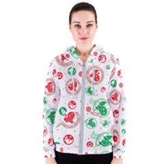 Merry Christmas Geometric Pattern Women s Zipper Hoodie by Sarkoni