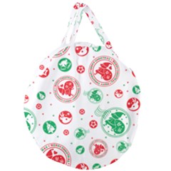 Merry Christmas Geometric Pattern Giant Round Zipper Tote by Sarkoni