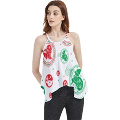 Merry Christmas Geometric Pattern Flowy Camisole Tank Top by Sarkoni