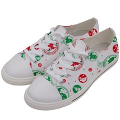 Merry Christmas Geometric Pattern Men s Low Top Canvas Sneakers by Sarkoni