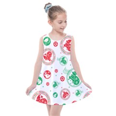 Merry Christmas Geometric Pattern Kids  Summer Dress by Sarkoni