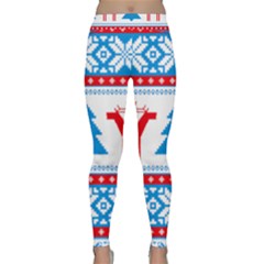 Red And Green Christmas Tree Winter Pattern Pixel Elk Buckle Holidays Classic Yoga Leggings by Sarkoni