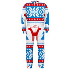 Red And Green Christmas Tree Winter Pattern Pixel Elk Buckle Holidays Onepiece Jumpsuit (men) by Sarkoni