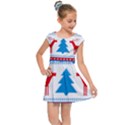 Red And Green Christmas Tree Winter Pattern Pixel Elk Buckle Holidays Kids  Cap Sleeve Dress View1