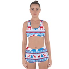 Red And Green Christmas Tree Winter Pattern Pixel Elk Buckle Holidays Racerback Boyleg Bikini Set by Sarkoni