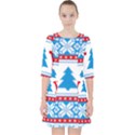 Red And Green Christmas Tree Winter Pattern Pixel Elk Buckle Holidays Quarter Sleeve Pocket Dress View1