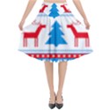 Red And Green Christmas Tree Winter Pattern Pixel Elk Buckle Holidays Flared Midi Skirt View1