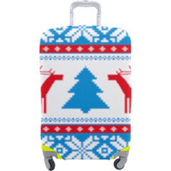 Red And Green Christmas Tree Winter Pattern Pixel Elk Buckle Holidays Luggage Cover (large) by Sarkoni