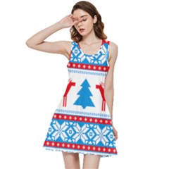 Red And Green Christmas Tree Winter Pattern Pixel Elk Buckle Holidays Inside Out Racerback Dress by Sarkoni