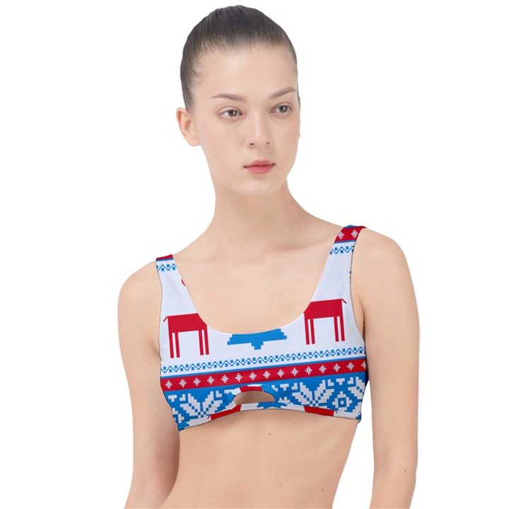 Red And Green Christmas Tree Winter Pattern Pixel Elk Buckle Holidays The Little Details Bikini Top