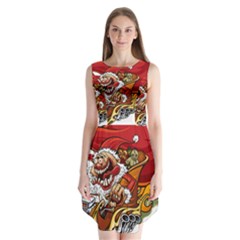 Funny Santa Claus Christmas Sleeveless Chiffon Dress   by Sarkoni