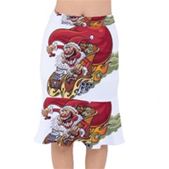 Funny Santa Claus Christmas Short Mermaid Skirt by Sarkoni