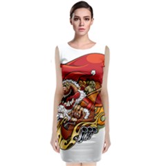 Funny Santa Claus Christmas Sleeveless Velvet Midi Dress by Sarkoni