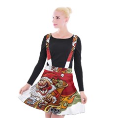 Funny Santa Claus Christmas Suspender Skater Skirt by Sarkoni