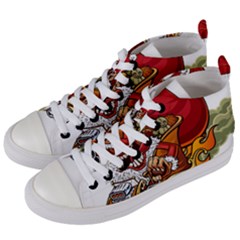 Funny Santa Claus Christmas Women s Mid-top Canvas Sneakers by Sarkoni