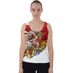 Funny Santa Claus Christmas Velvet Tank Top by Sarkoni