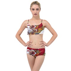 Funny Santa Claus Christmas Layered Top Bikini Set by Sarkoni