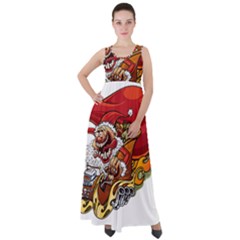 Funny Santa Claus Christmas Empire Waist Velour Maxi Dress by Sarkoni