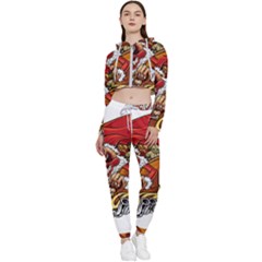 Funny Santa Claus Christmas Cropped Zip Up Lounge Set by Sarkoni