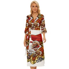 Funny Santa Claus Christmas Midsummer Wrap Dress by Sarkoni