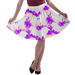 Bats Pattern T- Shirt White Bats And Bows Pink Yellow T- Shirt A-line Skater Skirt by EnriqueJohnson