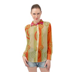 Ring Kringel Background Abstract Red Long Sleeve Chiffon Shirt