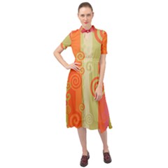 Ring Kringel Background Abstract Red Keyhole Neckline Chiffon Dress