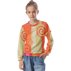 Ring Kringel Background Abstract Red Kids  Long Sleeve T-shirt With Frill 