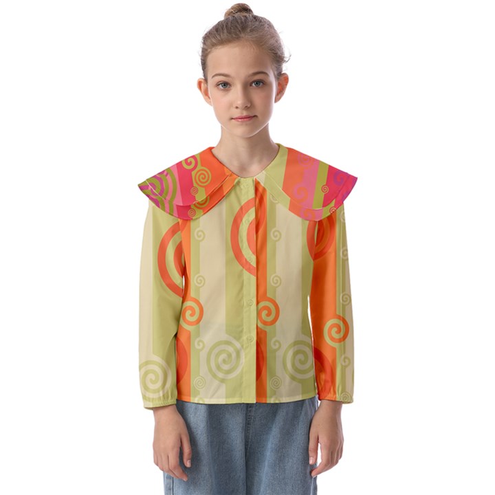 Ring Kringel Background Abstract Red Kids  Peter Pan Collar Blouse