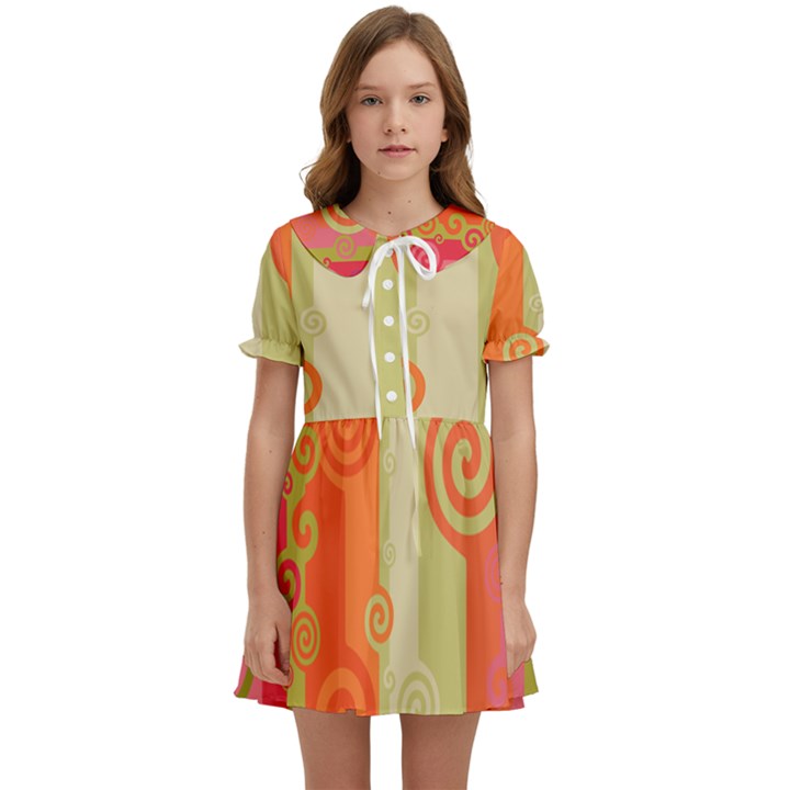 Ring Kringel Background Abstract Red Kids  Sweet Collar Dress