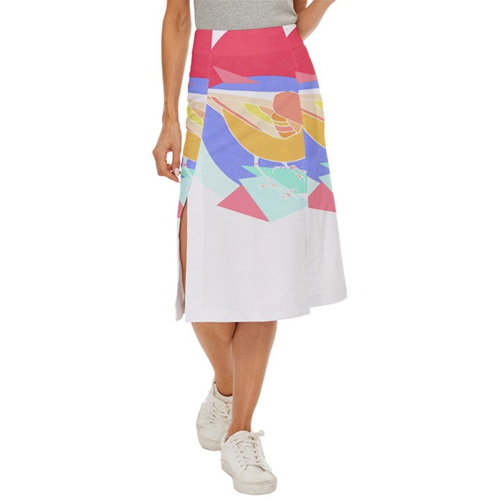 Bird Lover T- Shirtbird T- Shirt (21) Midi Panel Skirt