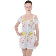 Bird Lover T- Shirtbird T- Shirt (24) Ruffle Cut Out Chiffon Playsuit by EnriqueJohnson