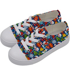 Winter Seamless Pattern Kids  Low Top Canvas Sneakers