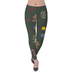 Christmas Party Pattern Design Velvet Leggings by uniart180623