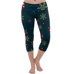 Christmas Festive Season Background Capri Yoga Leggings by uniart180623