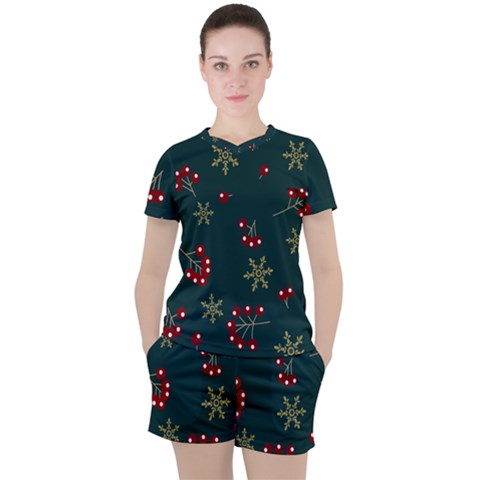 Christmas Festive Season Background Women s T-shirt And Shorts Set by uniart180623