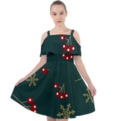 Christmas Festive Season Background Cut Out Shoulders Chiffon Dress by uniart180623