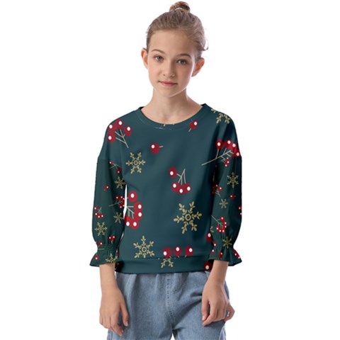 Christmas Festive Season Background Kids  Cuff Sleeve Top by uniart180623