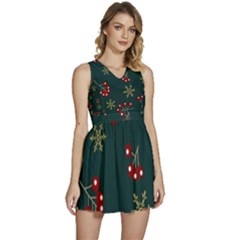 Christmas Festive Season Background Sleeveless High Waist Mini Dress by uniart180623