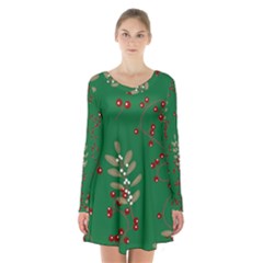 Christmas December Background Long Sleeve Velvet V-neck Dress by uniart180623