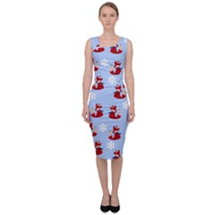 Christmas Background Pattern Sleeveless Pencil Dress by uniart180623