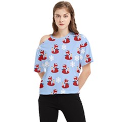 Christmas Background Pattern One Shoulder Cut Out T-shirt by uniart180623