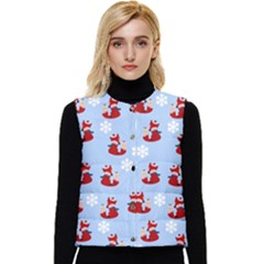 Christmas Background Pattern Women s Button Up Puffer Vest by uniart180623