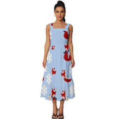 Christmas Background Pattern Square Neckline Tiered Midi Dress by uniart180623