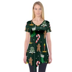 Pattern Christmas Gift Short Sleeve Tunic  by uniart180623