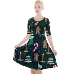 Pattern Christmas Gift Quarter Sleeve A-line Dress by uniart180623